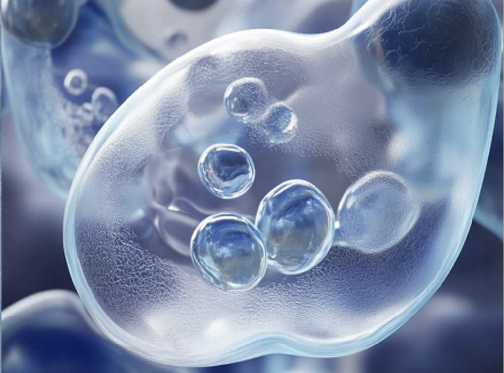 Microsfere di acido polilattico al microscopio